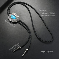 Collier Bolo Tie Bestseller pour Femmes et Hommes, Bijou Western Cowboy, Cordon en Cuir PU avec Turquoise Géométrique
