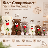 Ours en peluche personnalisé avec cœur épanoui, animaux en peluche pour cadeau d'anniversaire et compagnon romantique