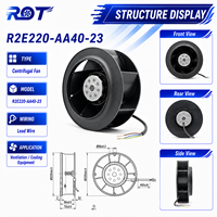 Ventilador Centrífugo Industrial de CA R2E220-AA40-23 230V para HVAC, Manejo de Aire, Enfriamiento, Alto Flujo de Aire, Diseño Duradero, Flujo de Aire Estable