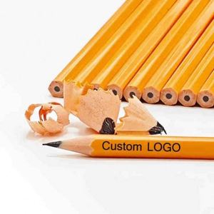 Vente en gros de bois emballé dans des caisses en bois # 2 crayons HB pré-affûtés jaunes en vrac, cadeaux promotionnels personnalisés - Product Image 4
