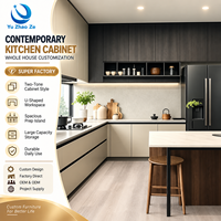 Ensemble d'armoires de cuisine européennes en bois massif, sur mesure, de luxe, imperméables, à finition brillante, pratiques, directement du fabricant, pour appartement