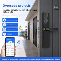 Serrure Intelligente pour Porte en Bois Compatible Tuya TTLock Modèle P3/ & Accès par Empreinte Digitale, Code et Carte Wi-Fi