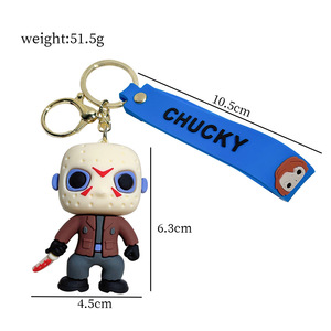 Porte-clés en caoutchouc 3D de la série Terror, modèle poupée fantôme tueuse, dessin animé, Halloween - Product Image 6