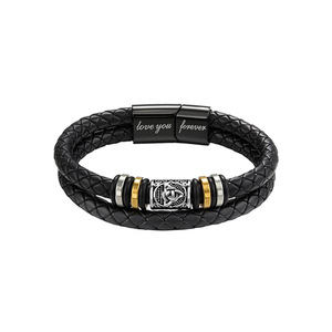 Men's Multi Layer <b>Leather</b> Braided <b>Bracelet</b> Stainless Steel Magnetic Buckle Gift Jewelry 7.5 8.5 9 Inches - Product Image 3