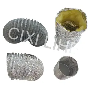 Accessoires de cvc conduit flexible en aluminium conduit d'air en aluminium isolé avec isolation en fibre de verre