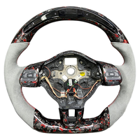 Volant en fibre de carbone LED pour Volkswagen Golf 6 Polo Gti Mk6 6r, accessoire intérieur de voiture en cuir durable