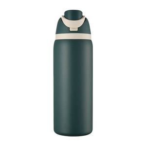 Venta al por mayor de fábrica: Vaso portátil ecológico de acero inoxidable de doble pared de 32 oz con tapa abatible y asa para frutas - Product Image 4