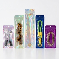 Pochettes holographiques personnalisées refermables avec fermeture éclair, semi-transparentes, avec trou de suspension pour bijoux, boucles d'oreilles, pinceaux de maquillage, montres, lunettes, données