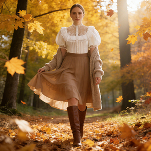 Chemise pour femme de style victorien personnalisable, élégante et féminine, col haut, manches bouffantes à volants, accent en tulle léger - Product Image 5