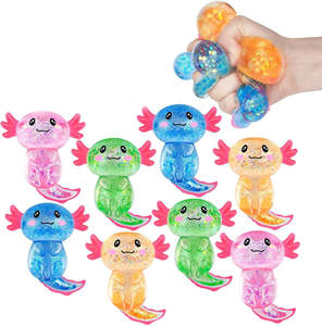 Nouveau jouet sensoriel amusant pour enfants : Axolotl mignon avec paillettes dorées, style Maltose, balle anti-stress à rebond lent, jouet à presser, jouets squishy - Product Image 1