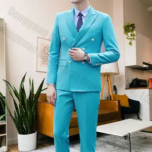 Costume pour hommes tissu de laine slim fit hommes costumes affaires 3 pièces costume de mariage italien à double boutonnage pour hommes