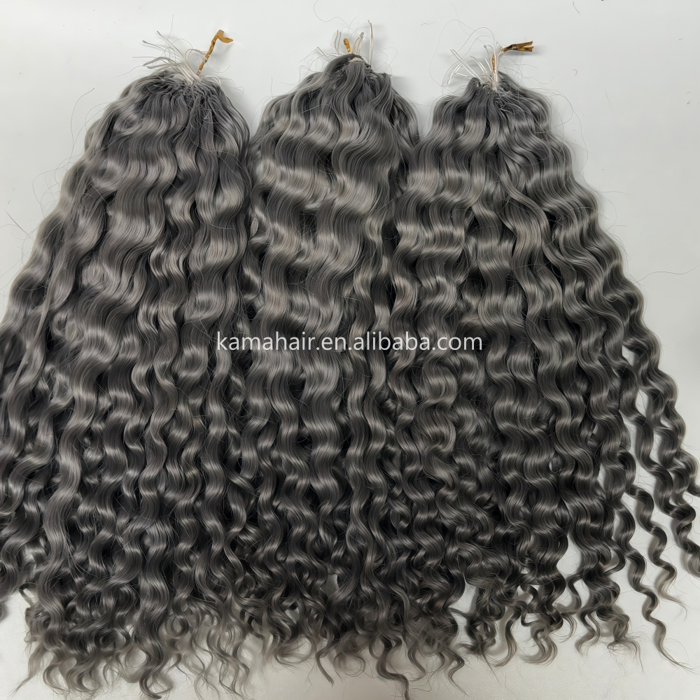 KAMA Customized Crochet Feather Tip Human Hair Extension Deep Curly Braiding Hair Bundles for Boho Braids or Braiding Hair Detail Section 1