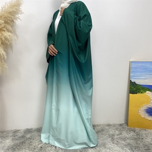 6750# Latest Chic Polyester Abaya Batwing Sleeves Pretty Gradient Color Women Cardigan Classy Eid Open Abaya - Product Image 5