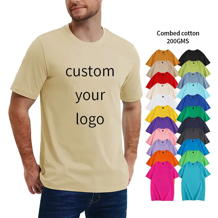 Wholesale High Quality Custom Screen Printing Short Round Neck Blank 100% Cotton Plain T Shirt For Men