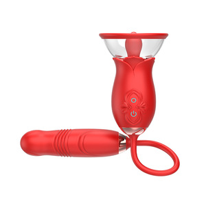 Vibratore a Forma di Rosa con Funzione di Suzione e Leccata, Giocattolo Sessuale per Donne, Stimolatore Clitorideo e dei Capezzoli con Suzione - Product Image 5