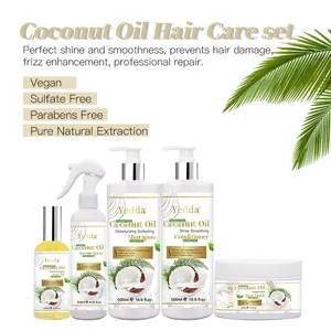 Coconut Oil Control Itching Anti-Dandruff Moisturizing Hair Shampoo and Conditioner Curl Spray Hair Oil Hair Mask Set
