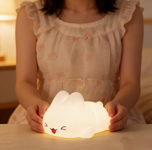 어린이를위한 토끼 LED 야간 조명 부드러운 실리콘 토끼 침대 옆 램프 충전식 터치 컨트롤 어린이 선물 장식 - Product Image 2