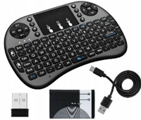 I8 Keyboard nirkabel Mini I8 2.4G, kendali jarak jauh Mouse terbang udara Backlit Inggris Rusia Spanyol Prancis untuk Android Tv Box