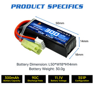PONFLY batterie au Lithium Lipo à haut débit 300mAh 7.4V 11.1V <span class=keywords><strong>90C</strong></span> 2S 3S batterie Lipo pour batterie de voiture RC Micro FPV Racing Drone - Product Image 4
