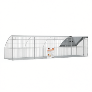 Cage à poulets argentée, ensemble de 4 pièces, 314,96 x 78,74 x 78,74 pouces, pour l'élevage de volailles - Product Image 1