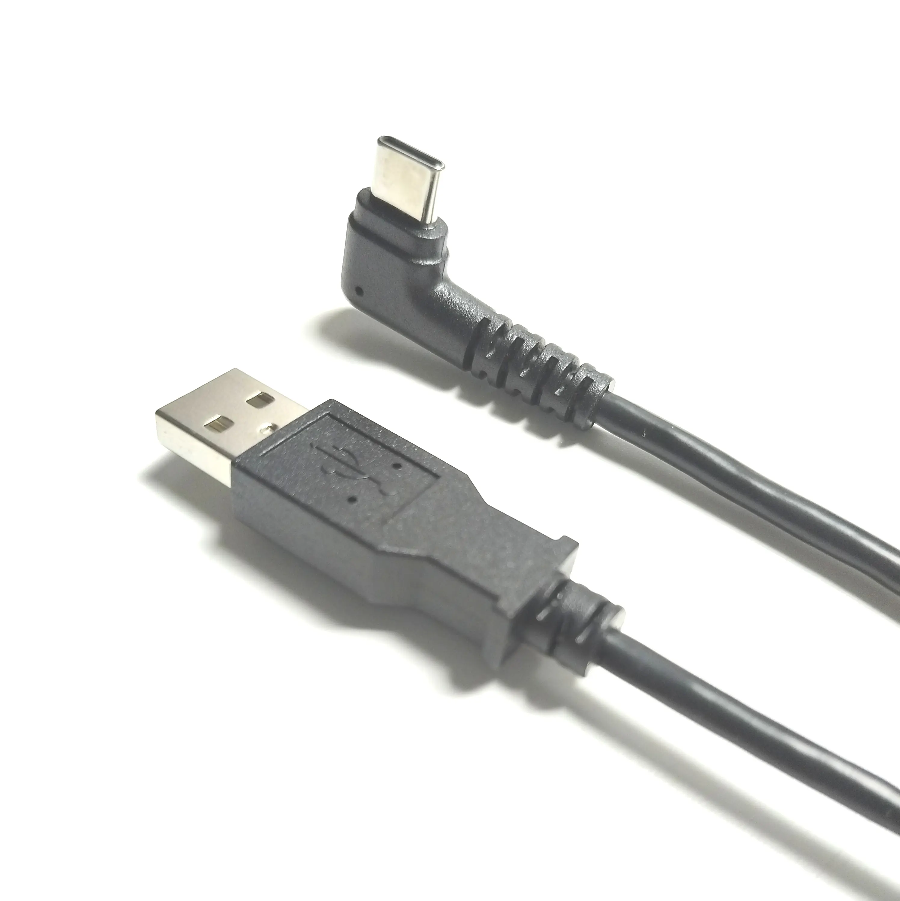 Kabel USB tipe-c sudut kanan 1.5m, kabel USB tipe-c VW-1 tahan api hitam, USB-AM PVC tembaga murni USB 2.0, kabel Data tipe-c, pelindung kepang