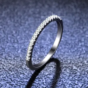 D warna VVS cincin Moissanite 925 perak murni cincin keabadian pribadi menyesuaikan potongan bulat perhiasan grosir