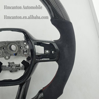Nouveau Volant en Fibre de Carbone Microsuède Rouge à Rayures Supérieures Populaire Compatible avec Honda Civic 11ème Génération