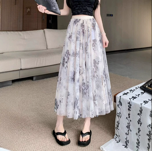 New Style 2026 Summer Dress Korean <strong>Chiffon</strong> <strong>Skirts</strong> Flower Print <strong>Skirt</strong> - Product Image 2