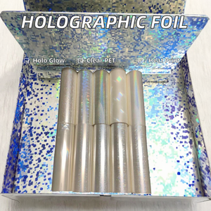ฟอยล์ปั๊มร้อนโฮโลแกรมใส PET แบบม้วน หนา 12-25 ไมครอน สำหรับเครื่องเคลือบแบบทั่วไป พิมพ์ลายด้วยความร้อน กระดาษสำหรับเครื่องพิมพ์เลเซอร์ - Product Image 2