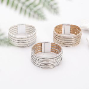 Handmade <b>Leather</b> <b>Bracelet</b> OEM ODM Service Dome Structure Bangle Holiday Gift for Women Vacuum Plating Standard - Product Image 2