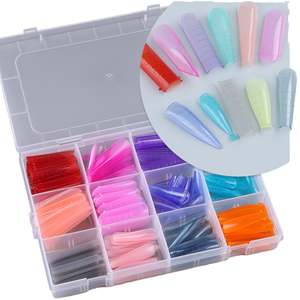 Dual Form <b>Nail</b> Tips 288pcs ABS Silicone Mold Inlay French Colorful Red Pink Press on Manicure Salon Quick Building <b>Extension</b> - Product Image 1