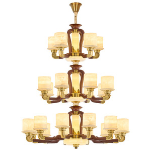 Chinese Style All Copper Jade Chandelier Multi Head Led Living Room Hotel Lobby Luxury <b>Ceiling</b> <b>Light</b> - Product Image 4