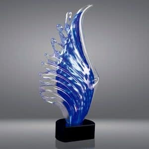 Trofeo Artistico in Cristallo Blu e Trasparente - Product Image 1
