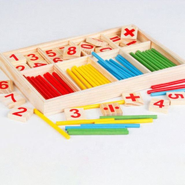 Top-selling Kindergarten Wooden Digital Learning Sticks and Teaching Aids,Calculator Boxes Counting Stick Calculation Game