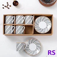 Ensemble de tasses à thé en céramique très vendu, style turc, ensemble de tasses à thé de luxe, ensemble de tasses et soucoupes personnalisées avec décalcomanie