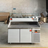 Table de préparation réfrigérée pour pizzas en acier inoxydable de 59 pouces, table de préparation commerciale avec réfrigérateur intégré