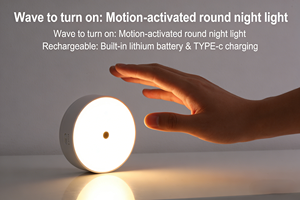 Lámpara Nocturna Redonda con Sensor de Movimiento, Recargable Tipo-C, LED, para Dormitorio, Pasillo, Escaleras - Product Image 2