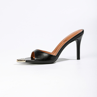 Chaussures à talons hauts pour femmes US6-11, à bout pointu et ornées de cristaux, style mules décontractées d'été, à enfiler, pour club, rehaussantes
