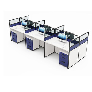 Muebles de oficina de diseño moderno, escritorio de oficina con pantalla de partición de aleación de aluminio, vidrio templado, blanco, más nuevo - Product Image 4