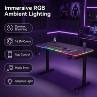 Escritorio Gaming Metálico al por Mayor de Fábrica con Luces LED RGB, Diseño Extensible, Estación de Trabajo Ergonómica para Gamers, Estilo Refrigerado
