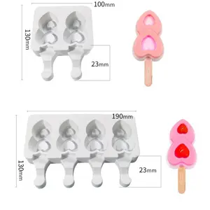 Heart shaped silicone Popsicle silicone mold ice cream maker reusable ice pop mold