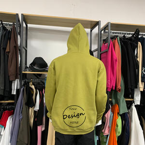 High Quality Men's Green Fleece Pullover <b>Thick</b> Cotton Full Zipper Loose Coat Wholesale Custom Digital Printing Embroidered - Product Image 6