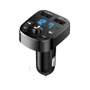 Drahtlos kompatible Version 5.0 FM Transmitter Car Player Kit Karte Auto ladegerät Schnell Mit QC3.0 Dual USB Voltmeter & AUX IN/OUT