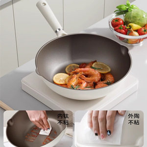 Sartén Antiadherente de Titanio de 32 cm, Wok Profundo de Aleación de Aluminio con Doble Capa en la Base, para Cocina Casera - Product Image 1