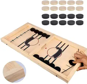 Fast Sling Puck Game Paced Wooden Table Hockey Winner Games Interactive Chess Toys For Adult Children Desktop Battle Board Game