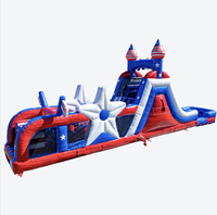 Structure gonflable de 30 pieds pour parcours d'obstacles aux États-Unis, idéale pour les fêtes du 4 juillet et les événements de divertissement en plein air