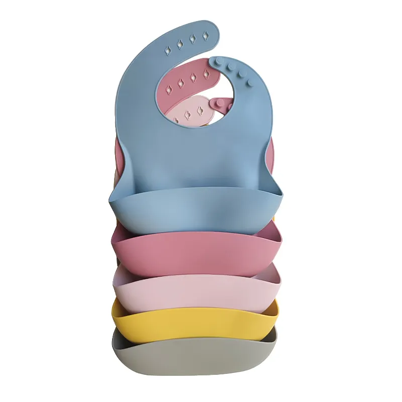 Custom Logo 3d Waterproof Bibs Soft Durable Washable Adjustable BPA Free Baby Silicone Bib
