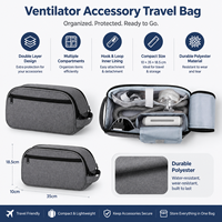 Sac de rangement de voyage pour accessoires de ventilateur, double couche, compartiments à poignée, extra large, doublure intérieure à fermeture auto-agrippante fixe