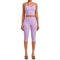Ensemble de tenue de yoga ajusté, anti-transpiration, infroissable, avec short très élastique pour le fitness et le sport 2712+4665