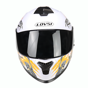Casco da <span class=keywords><strong>moto</strong></span> integrale Unisex con <span class=keywords><strong>teschio</strong></span> bianco per uomini e donne, casco per adulti con varie decalcomanie eleganti. - Product Image 6